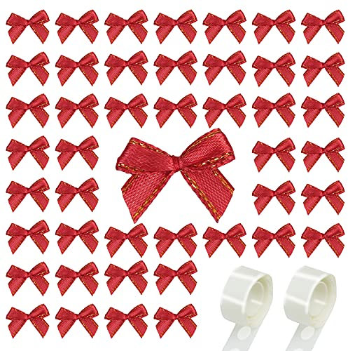 LAMEK 200 Stück Mini Weihnachtsschleifen 20x25mm Kleine Weihnachtsbaum Bögen Rot Gold Weihnachtsbogen Weihnachten Zierschleifen Schleife Weihnachtsdeko für Weihnachtskranz Geschenk Hochzeit