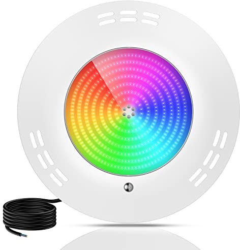 LyLmLe Harz Gefüllt Poolbeleuchtung LED, 35W Ultraflach Poolscheinwerfer RGB Farbwechsel LED Unterwasserscheinwerfer, 140° Abstrahlwinkel, IP68 Wasserdicht, Aufputzmontage,12V AC(Keine Fernsteuerung)