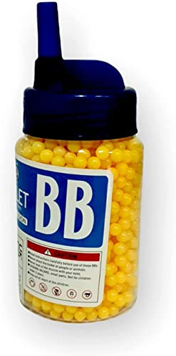 PEBBLE HUG Pack of 1500 BB Pellets, High-Grade Yellow Plastic Pellets, Biodegradable Airsoft Bullets, Round Smooth Polished Balls for BB Gun (0.10g)