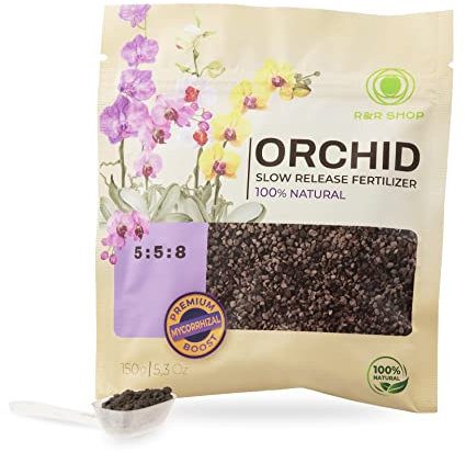 R&R SHOP - Engrais naturel pour orchidées, Aliment biologique complet, Libération lente, Parfait pour toutes les orchidées d'intérieur et d'extérieur - 150GR