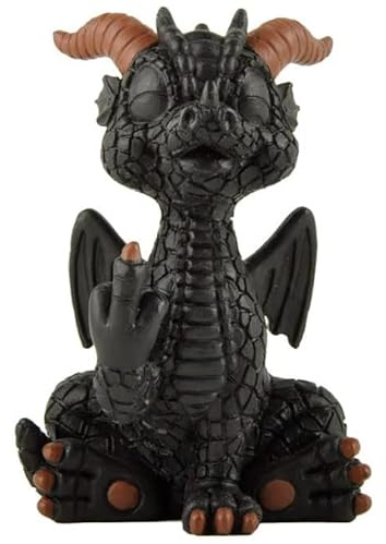 Figura divertida de dragón negro bebé que levanta el dedo medio, decoración del hogar, regalo de inauguración de la casa, nuevas ideas de regalo para el hogar para mujeres, hombres, amigos, ideas de
