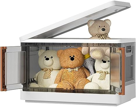 Taylor & Brown Collapsible Storage Box with Lids, 32L Stackable Toy Storage, Really Useful Box, Foldable Plastic Storage Container with Door (1 Pack)