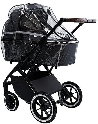 MOON Regenschutz für Kinderwagen, durchsichtig Reflektorstreifen, Regenverdeck