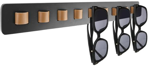 FWEEK Brillenaufbewahrung Mehrere Brillen, 9 Fächer Dunkelgrau Sonnenbrillen Organizer Wandmontage, Holz Sonnenbrillen Halter zum Aufhängen der Brille für Zuhause, Wohnzimmer, Schlafzimmer