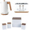 Salter Toronto Kettle, Toaster & Countertop Set – Includes Bread Bin, Tea, Sugar, Coffee Canisters, Rapid Boil, 4-Slice Wide Slots, Storage Canisters, Wooden Accents, Matt White, COMBO-9350