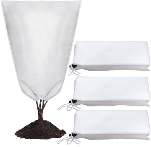 SEABABOO Copertura Piante Inverno 3 Pezzi Telo per Piante Inverno Antigelo 60 X 80 Cm Protezione Invernale per Piante in Vaso Telo Copri Piante Antigelo con Coulisse Riutilizzabile (60 x 80 CM)