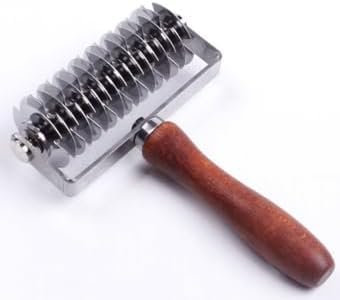 Alrens Cortador de rejilla de acero inoxidable con mango de madera, cortador de pizza, rejilla para tartas, herramienta de cocina profesional para bases de pizza cortadas con precisión, deliciosos