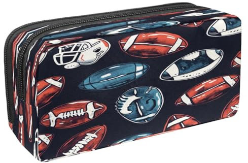 VAPOKF Federmäppchen, Stifttasche, Schüler-Schreibwaren-Tasche mit Reißverschluss, für Jungen und Mädchen, Schul- und Bürobedarf, American Football Helme, multi, 2.3x8.2x3.9in/6x21x10cm, Federmäppchen