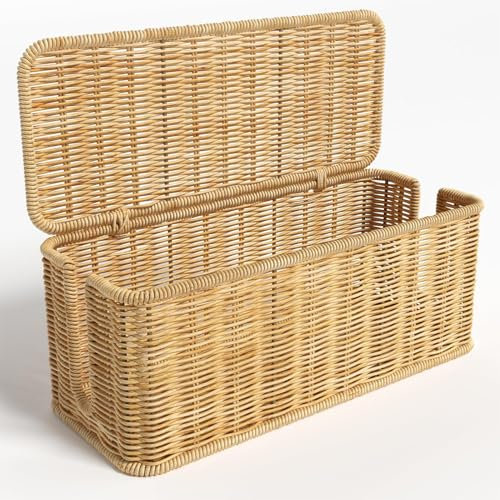 Arrovarp 31x12.5x13cm Scatola organizer per cavi Rattan, Scatola di gestione dei cavi in rattan, Scatole organizer per nascondicavi, Scatola di gestione cavi fatta a mano, Scatola organizer per cavi
