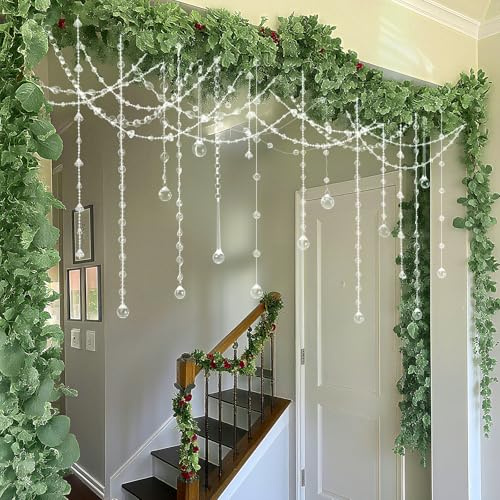 Soulchen 24 Pcs 20 Inch Clear Acrylic Crystal Garland Strands Large Hanging Chandelier Bead Chain String Wedding Icicle Drop Ornaments for Wedding Party Decor