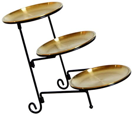 Bandeja de Frutas de Múltiples Capas, Cesta de Fruta de 3 Niveles Material Grueso para el Hogar (Dorado)