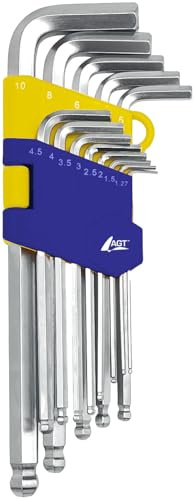 AGT Imbusschlüssel: 13-tlg. Set Innensechskantschlüssel mit Kugelkopf und Klapphalter (Innensechkant-Werkzeug, Schlüsselset für Schrauben, Imbus)