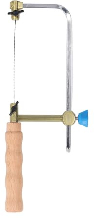 ViaGasaFamido Scie à Chantourner, Cadre en Acier forgé avec Poignée en Rondins et 8 Lames, Scie à Frettes en Forme de U pour la Gravure des Bijoutiers sur le Travail du Bois, Mini à Archet pour une