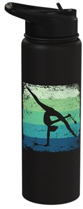 Gymnast with Clubs Girls Kids Retro Rhythmic Gymnastics Stainless Steel Insulated Water Bottle