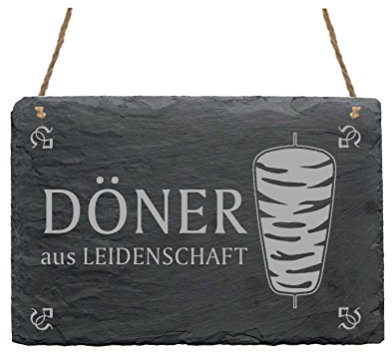 Schiefertafel « DÖNER AUS LEIDENSCHAFT » Schild mit Motiv Dönerspieß - Türschild Dekoschild - Kebab Imbiss Bistro Grill Kiosk