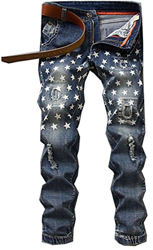 Bold Manner Biker Jeans Extensible Homme Pantalon Slim Fit Stretch Denim Impression Etoile Skinny Pants Men Casual Trouser Style Décontracté à a Mode