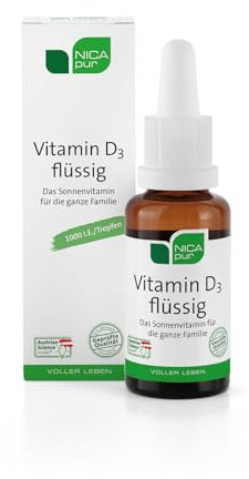 nicapur® Vitamin D3 flüssig 1000 I.E - hochdosierte Tropfen - 25 ml (900 Tropfen) I UNTERSTÜTZT DIE ABWEHR I in Österreich produziert I vegetarisch