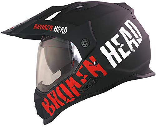 Broken Head Made2Rebel Motocross-Helm Rot Mit Visier - Enduro-Helm - MX Cross-Helm Mit Sonnenblende - Quad-Helm (M 57-58cm)