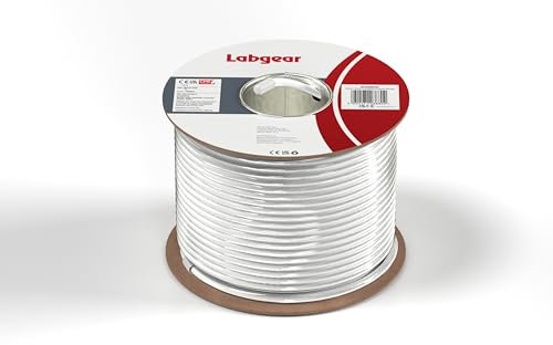 SLx Labgear 100m Coaxial Satellite Cable RG6 White Digital Aerial, Data & Satellite Coax TV Cable