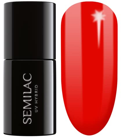 SEMILAC 317 Neon Red Nail UV Gel Polish | Long Lasting and Easy to Apply | Soak off UV/Led | Perfect for Home and Professional Manicure and Pedicure 7 ml