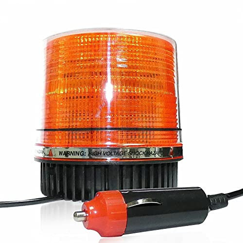 Gyrophare LED Orange 12V 8W Balise d'Avertissement Clignotant Flash Magnétique Pour Camions Vehicules Utilitaire, Agricole