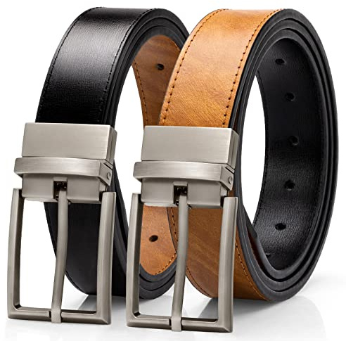 Alphyly Reversible Mens Leather Ratchet Designer Belt