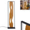 Lampadaire LED Nevogilde, lampadaire en métal/bois/plastique noir/naturel/blanc, lampe de sol vintage avec interrupteur à pied et effet lumineux, 20 watts (incl.), 2300 lumens, 3000 K
