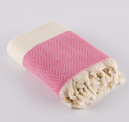 LUCIDUS Strandtuch – 100% Türkische Baumwolle, Schnell Trocknend & Sandfrei, 100x200 cm Saunatuch Hamamtuch Damen & Herren – Leicht & Ideal für Reise, Bad, Yoga, Camping (Fuchsia)