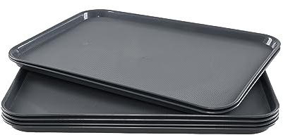 Nicesh 6-Pack Large Plastic Serving Trays, 25.28 x 17.06 Plastic Tray/Animal Feeding Tray or Planter Tray for Storage Shoes, Boots