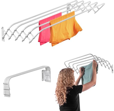 KADAX - Stendibiancheria pieghevole per lavanderia, salvaspazio, in metallo, parete a fisarmonica estensibile, appendiabiti per interni (60 cm)