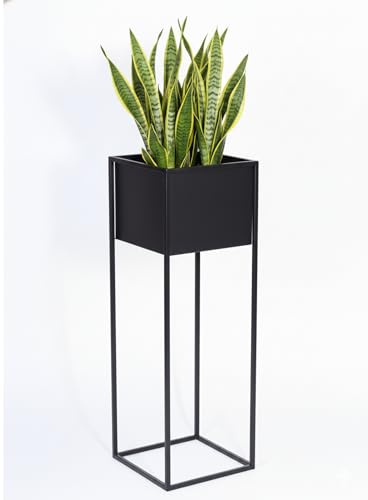Anwicar Soporte para flores grande de 100 cm, columna alta de metal negro, taburete estable de diseño industrial, soporte decorativo para plantas colgantes y decoración (1 unidad)