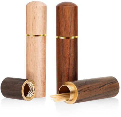 3pack Toothpick Holder Portable Wood Toothpick Case Waterproof Handmade Craft Toothpick Pocket Box Mini Toothpick Box for Storage Toothpick Needle Pill Bead Ear Pick Cotton Swab and Other Small Object