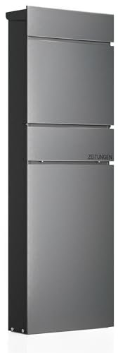 Wiltec Buzón de pie Antracita con Compartimento para periódico 395 x 142 x 1150 mm de Acero, buzón de Correo Apartado de Correos con Espacio para el Diario y 2 Llaves
