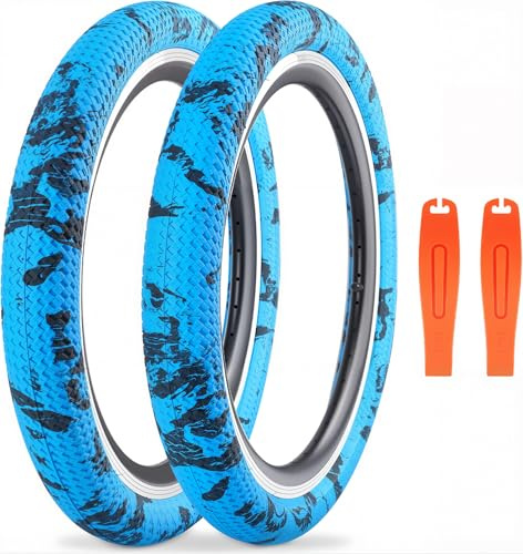 ZUKKA Confezione da 2 pneumatici da bicicletta 30 TPI da 20 pollici, 20 x 2,10, guaina 56-406, per bicicletta da 20 pollici, MTB, mountain bike, BMX, blu e nero