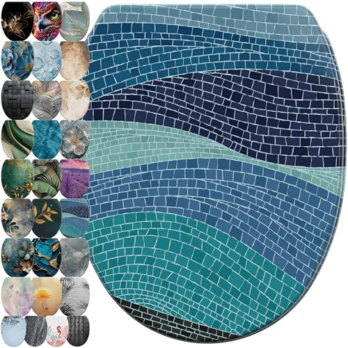 Sanilo WC Sitz mit Absenkautomatik & Schnellverschluss, Toilettendeckel per Knopfdruck abnehmbar, einfache Montage von oben (Marin)