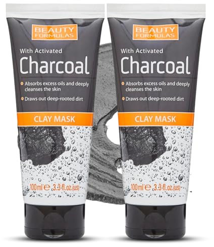 2x Beauty Formulas Charcoal Clay Mask 100ml – Deep Cleansing Face Mask with Kaolin & Activated Charcoal