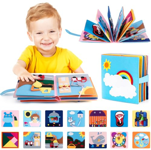 Gagotoy Quiet Book pour Enfants 1 2 3 Ans, Jouets Montessori Livre d'éveil en Feutre 3D sensoriel d'activité Jouet d'éveil