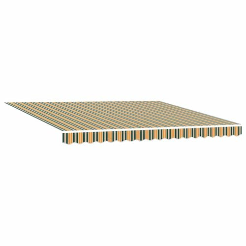 vidaXL Telo di Ricambio per Tenda da Sole Verde e Giallo 380 x 295 cm, Tenda da Balcone, Awning Rettangolare Moderno, Tessuto Resistente ai Raggi UV, Canopy Impermeabile per Protezione Esterna