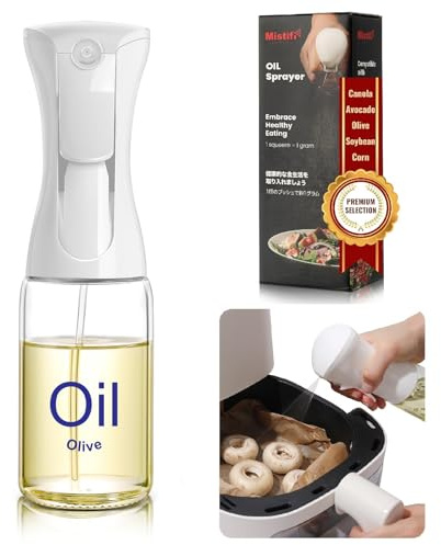 Mistifi oil spray Premium 150ml Glass. Fine Mist Spray Bottle for Air Fryer, Olive Oil, Healthy Nonstick Frying, Commercial & Home Kitchen Use (150ml Glass bottle 886)