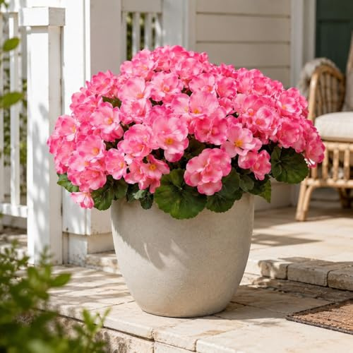 Aisamco Flores Artificiales para Decoración al Aire Libre, 6 Paquetes de Geranios de Seda Falsa Resistentes a los Rayos UV para Jardines, Jardineras, Ventanas, Mesa de Patio, 35 cm de Alto