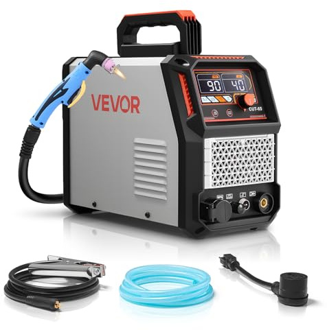 VEVOR Plasma Cutter, 65A Non-Touch Pilot Arc Plasma Cutting Machine, 110V/220V Dual Voltage Digital Display IGBT Inverter - with 2T/4T Function & Adjustable PA/PT Time for Home Repairs, Workshops