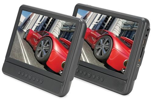 GPX Dual Screen Portable DVD Player with 10-Inch Displays & Headrest Kit | Dual 10 Screens | Headrest Kit | 1024 x 600 Resolution | DVD & CD