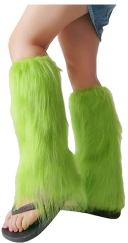 YCBMINGCAN Calentadores de piel para mujer, coloridos y esponjosos, largos calentadores de piernas de felpa en los años 90 y estilo Y2K, como accesorio de disfraz para fiestas, festivales, carnaval y