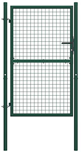 Tidyard Portail de Clôture/Portillon Jardin Exterieur/Portail de Cloture 100x150 cm Vert en Acier