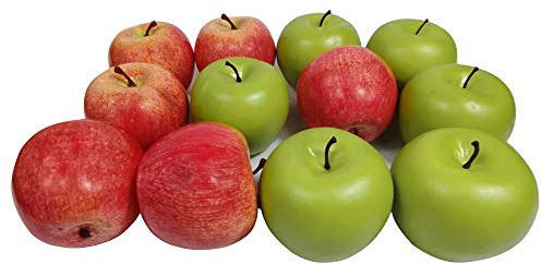 KPUETY 12Pcs Artificial Fruit Fake Simulation Fruit for Home Kitchen Party Photography Prop Wedding Decoration (6pcs Green +6pcs Red)