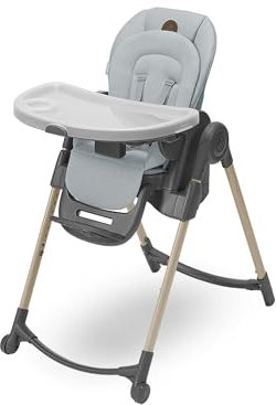 Maxi-Cosi Minla Kinderhochstuhl Mitwachsend, 0–14 Jahre, bis zu 60 kg, Hochstuhl Baby, 9 Höhenstufen, 5 Neigungspositionen, 4 Tablettpositionen, kompakt faltbar, Eco Care, Beyond Grey