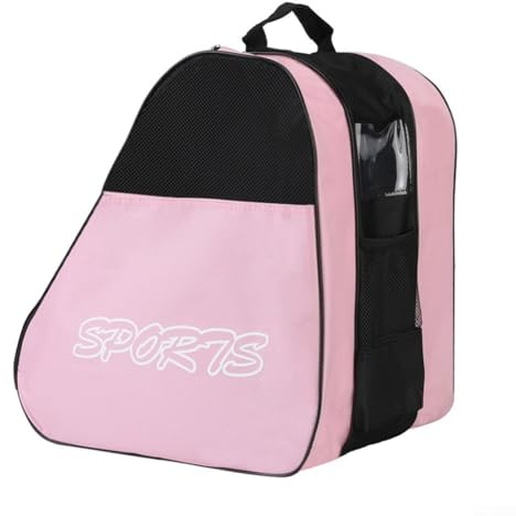 AIDNTBEO Schlittschuh-Tasche, Rollschuh-Tasche, Tragetasche für Kinder, Herren, Damen, Erwachsene, dreilagiges Design, hält Helm-Schutzausrüstung (Rosa)