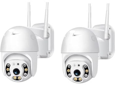 2 PEZZI Telecamera PTZ WiFi Esterno ICSEE - Camera Wireless Smart con Speed Zoom per Sicurezza Esterna, Visione Notturna, Rilevamento Movimento …