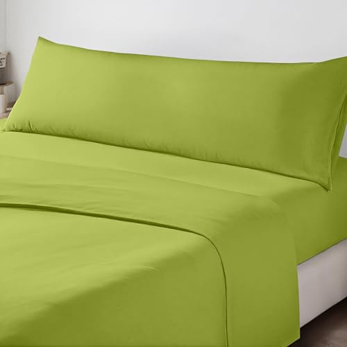HIPERMANTA Juego de Sábana 3 Piezas Microfibra - Adaptable Colchón, Ropa Cama Elegante, Suavidad Extra, Ajuste, Descanso Relajante, Transpirables, Cama 150 Pistacho