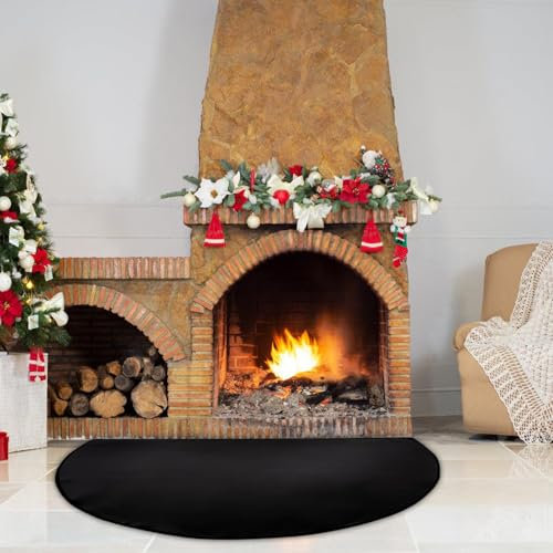 Pannello di protezione da scintille, 100 x 50 cm, per proteggere il pavimento da scintille, base ignifuga, in fibra di vetro, per interni camini nella stufa, riscaldatori (nero)